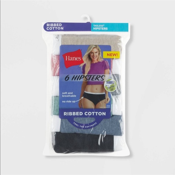 Hanes Other - Hanes 6 Pk Women’s Ribbed Cotton Hipster Underwear